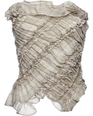 Magda Butrym Gathered Strapless Cotton Top - White
