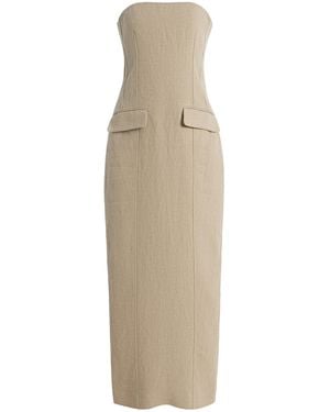 TOTEME Tailored Linen Strapless Maxi Dress - Natural