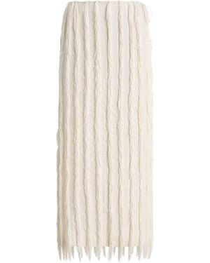 Zankov Jane Fringed Silk Maxi Skirt - White