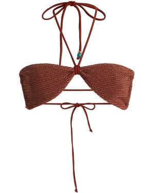 Bondeye Piper Beaded Bandeau Bikini Top - Brown