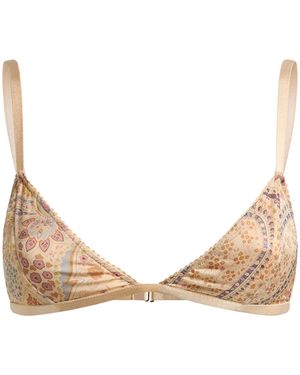 Etro Printed Silk Bra - Natural