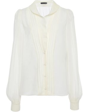 Tom Ford Plissé Georgette Blouse - White
