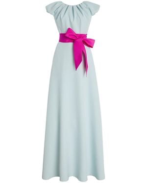Greta Constantine Omarlow Bow-Sash Satin Gown - Blue