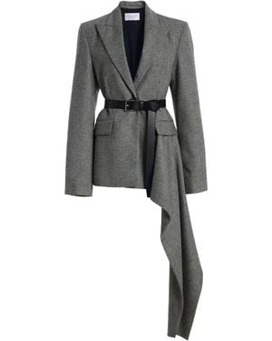 Michael Kors Glen Plaid Wool Cashmere Flannel Blazer - Black