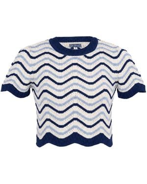 Lena Hoschek Samia Cotton-Blend Knitted Top - Blue