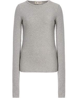 ÉTERNE Ribbed-knit Fitted Top - Grey