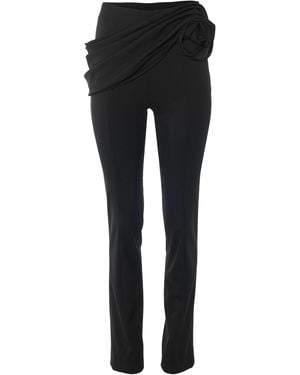 Carolina Herrera Draped Stretch-Wool Tailoring Skinny-Leg Pants - Black