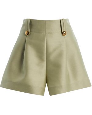 Zimmermann Luna Wool-Silk Tailored Shorts - Green