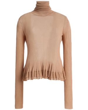 Ashlyn Merritt Knit Peplum Turtleneck Top - Natural