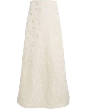 Mel Usine Nadege Falling Rose Jacquard Field Skirt - White