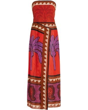 Johanna Ortiz + Net Sustain East Africa Heart Strapless Wrap-effect Printed Cotton-voile Midi Dress - Red