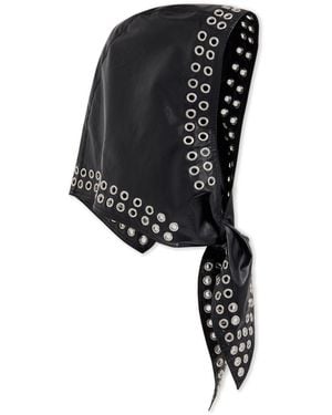 Rabanne Studded Waxed-cotton Headscarf - Black