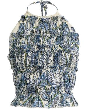 BOTEH Arcadia Paisley Linen Halter Top - Blue