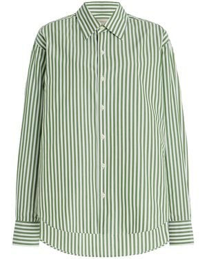 Comme Si La Classica Striped Cotton-Poplin Shirt - Green