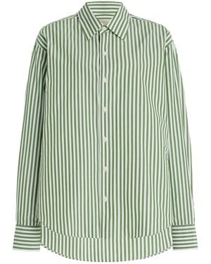 Comme Si La Classica Striped Cotton-Poplin Shirt - Green