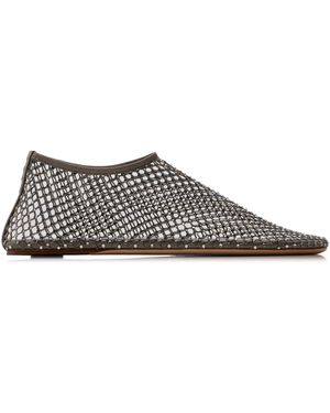 Christopher Esber Minette Crystal-Embellished Mesh Flats - Gray