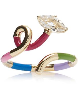 Bea Bongiasca 9k Gold, Crystal, And Enamel Ring - Blue