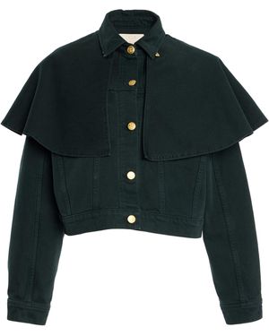 Ulla Johnson The Agata Denim Cotton Cape Jacket - Black