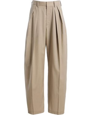 Kallmeyer Joel Pleated Wide-Leg Virgin Wool Trousers - Natural