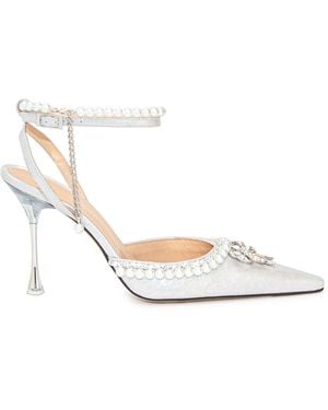 Mach & Mach Sophie Bow Embellished Leather Court Shoes - White