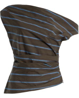 STAUD Phare Striped Cotton Top - Black