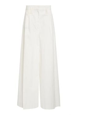 A.W.A.K.E. MODE Full Split Cotton Wide Leg Pants - White