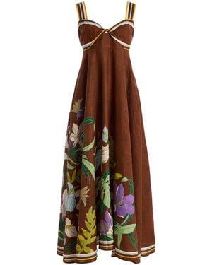 ALÉMAIS Alfie Twisted Linen Maxi Dress - Brown