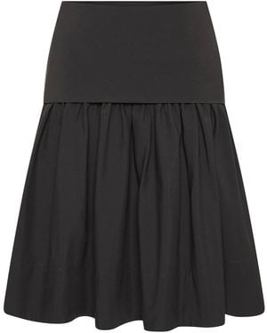 St. Agni Circle Hem Gathered Cotton Skirt - Black