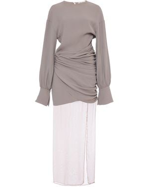 Nensi Dojaka Drop-Waist Midi Dress - White