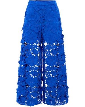LEO LIN Candied Lace Wide-Leg Trousers - Blue
