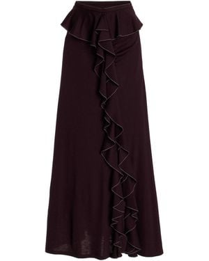 Ulla Johnson Laila Ruffled Wool Knit Maxi Skirt - Purple