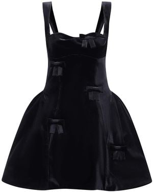 LEO LIN Ariel Bow Velvet Mini Dress - Black