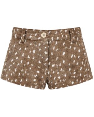 ZUT Ellis Leopard-Print Haircalf Leather Shorts - Natural