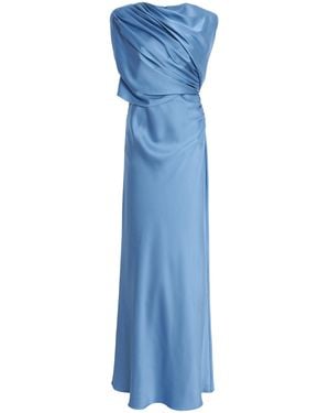 Stella McCartney Draped Satin Cape Gown - Blue