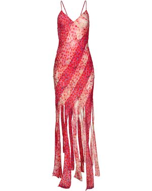 Francesca Miranda Claire Mixed-Print Silk Maxi Dress - Red