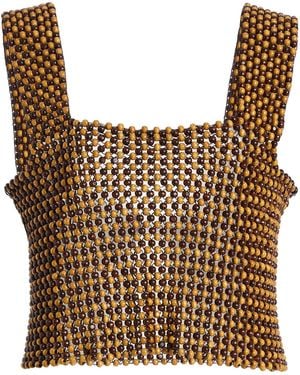 Cordera Exclusive La Isla Wood-Beaded Top - Brown