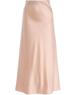 ÉTERNE Camila Stretch-silk Midi Skirt - Pink