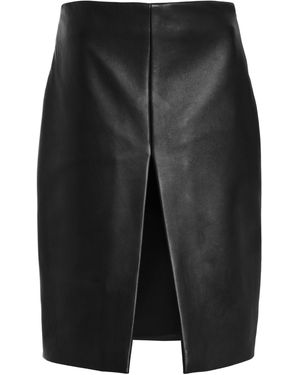 Brandon Maxwell The Carlie Leather Knee Skirt - Black