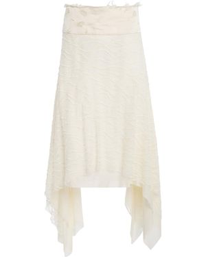 Mel Usine Lisiere Cotton-Blend Sutured Lace Midi Skirt - White