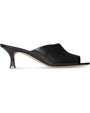 The Row Ella Leather Kitten Mules - Black