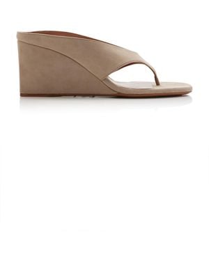 Alaïa Cube Suede Wedge Thong Sandals - Grey