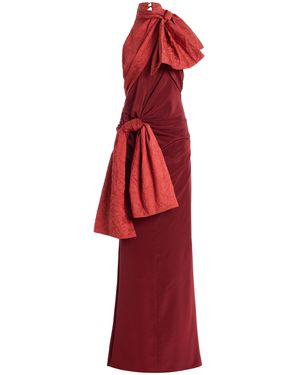 Christopher John Rogers Double Bow Silk Maxi Dress - Red