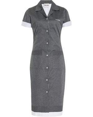 Miu Miu Cotton-silk Midi Shirt Dress - Grey