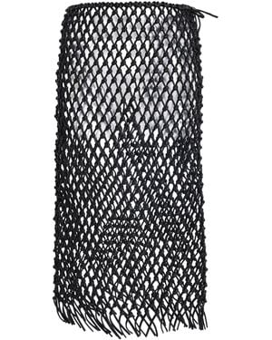 Frankie Shop Nelaya Leather Macrame Skirt - Black