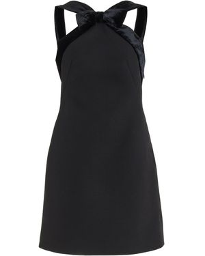 Miu Miu Velvet-trimmed Crepe Open-back Mini Dress - Black