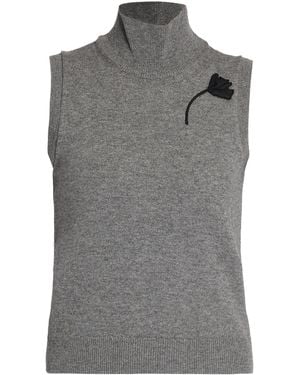 Erdem Floral Wool-Cashmere Top - Grey