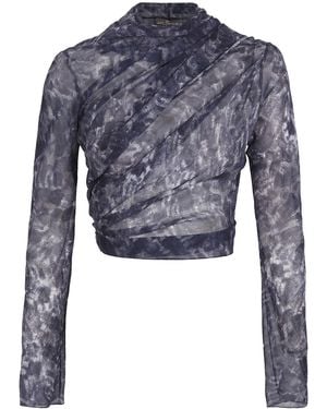 Cortana Meena Flowy Silk Wrap Jacket - Blue