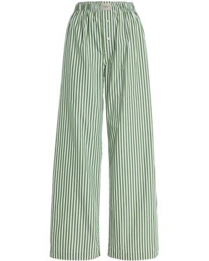 Comme Si La Boxer Alta Striped Cotton-poplin Pants - Green