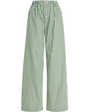 Comme Si La Boxer Alta Striped Cotton-poplin Pants - Green