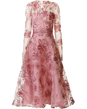 Naeem Khan Abstract Metallic Raffia Midi Dress - Pink